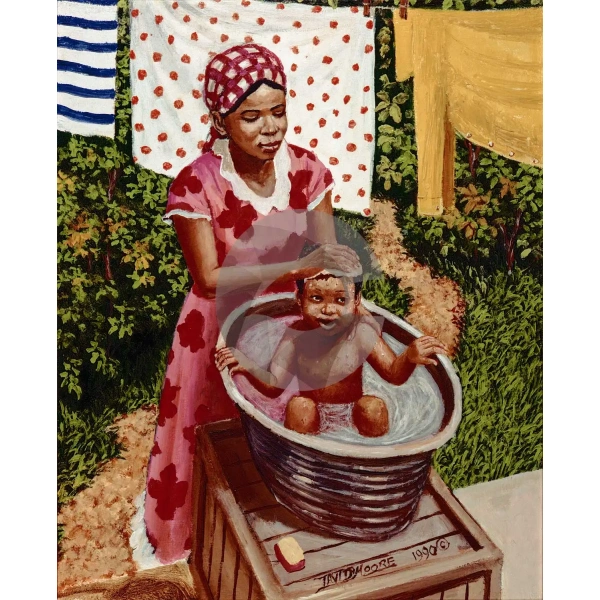Bathing Baby by David Moore