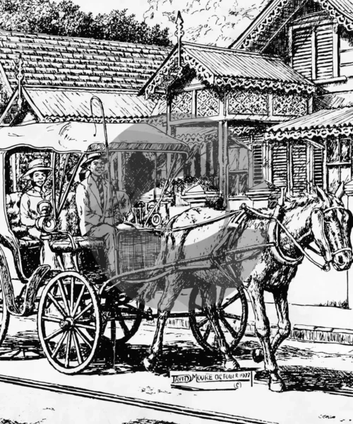 Horse Drawn Cab in Black and White by David Moore