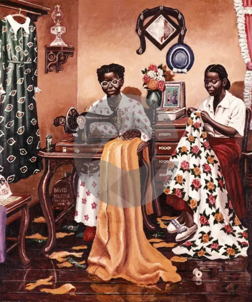 Lady Sewing by David Moore