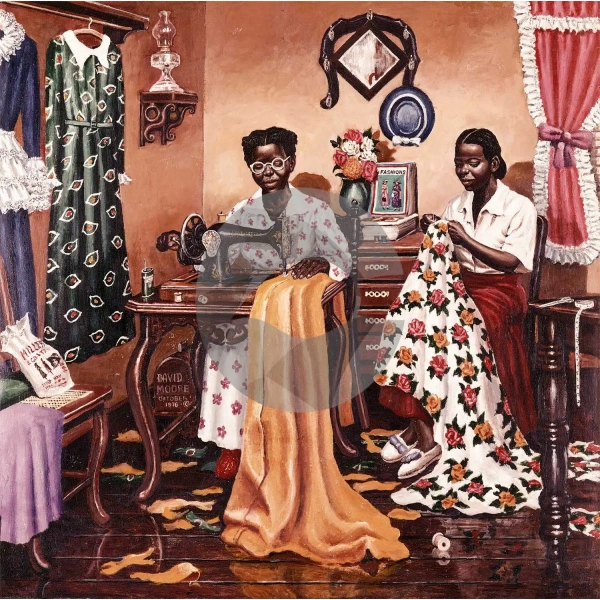 Lady Sewing by David Moore