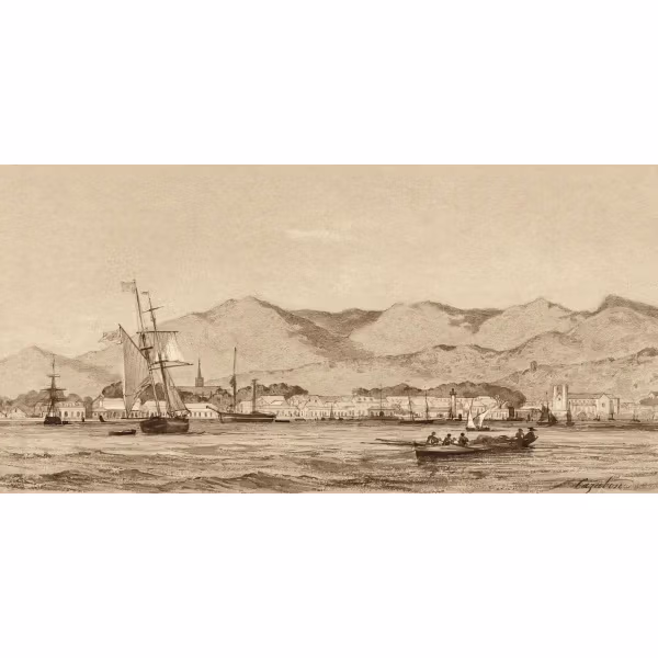 Port of Spain from the Sea (1851) by Michel Jean Cazabon